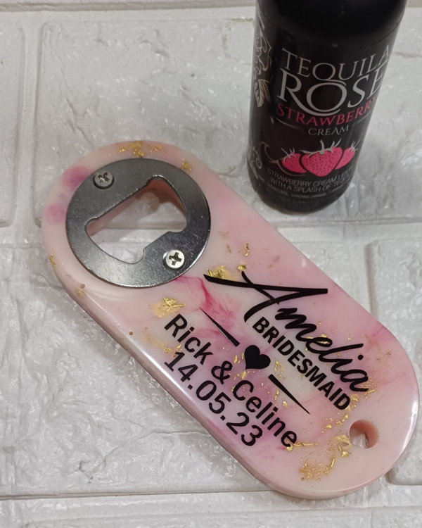 Resin opener with wedding print for bridal shower gifts